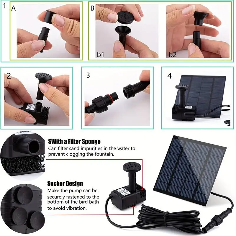 Fuente solar con 6 boquillas,  - Bonsai Garden Fountain reseña y precio